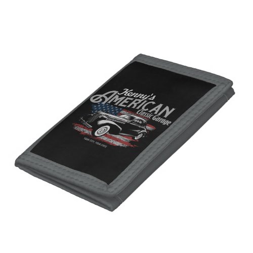 Personalized American Vintage Classic Car Garage   Trifold Wallet