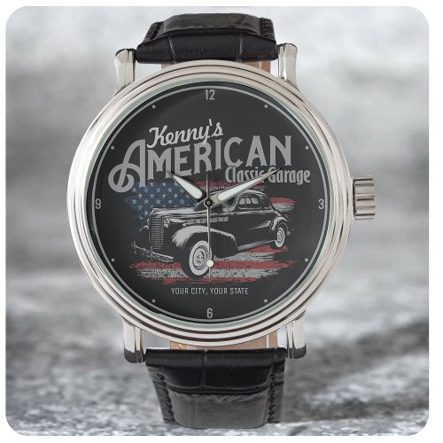 Personalized American Vintage Classic Car Garage Watch