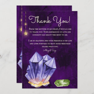 Personalized Amethyst and Beryl Crystals Purple Thank You Card