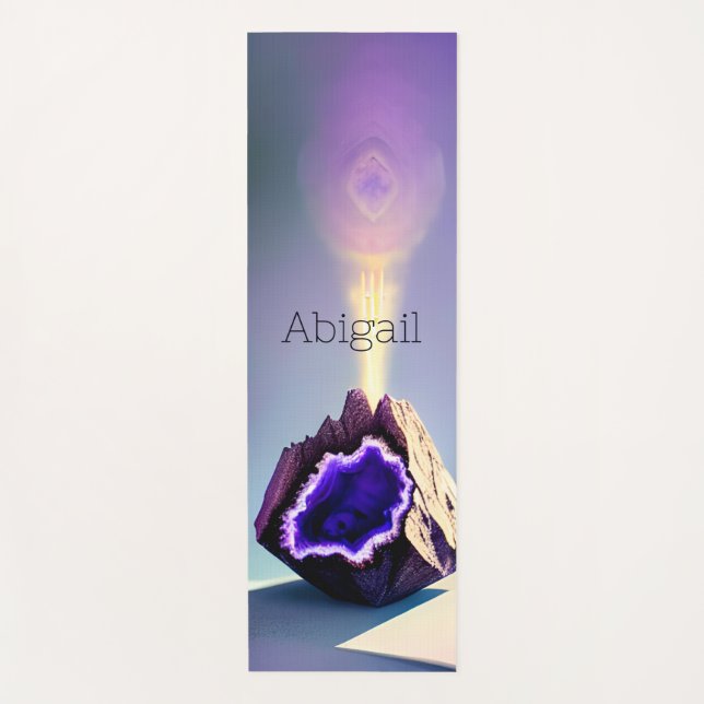 Personalized Amethyst Crystal Geode Purple Yoga Mat (Front)