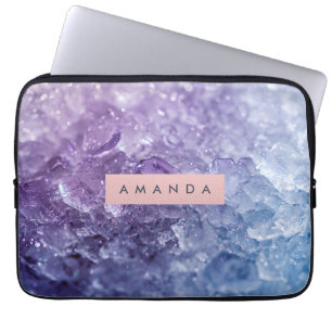 Personalized Amethyst Crystal & Lavender Sparkle Laptop Sleeve