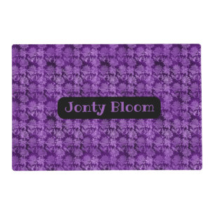 Personalized Amethyst Purple Abstract Floral Pet Placemat