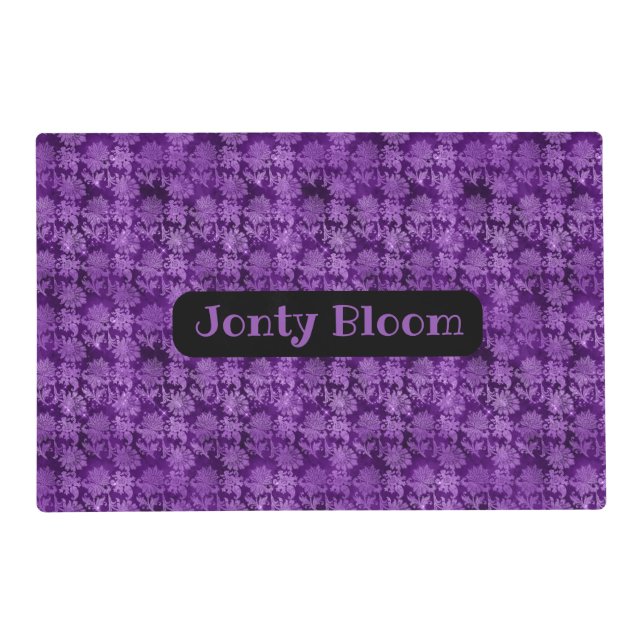 Personalized Amethyst Purple Abstract Floral Pet Placemat (Front)