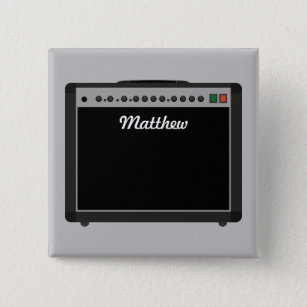 Personalized Amplifier Illustration for Musicians Button