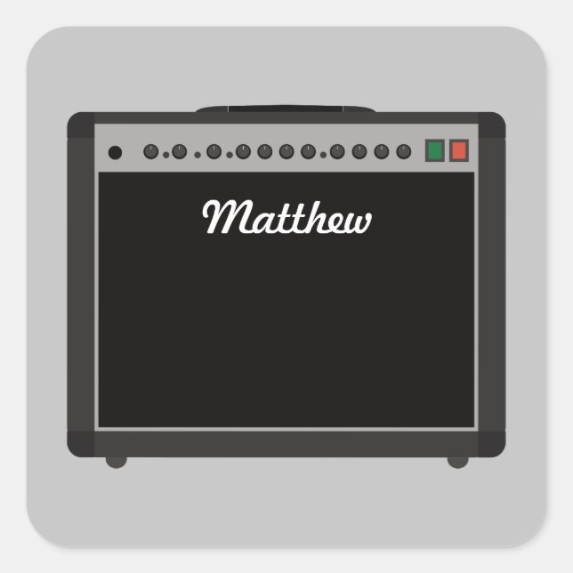 Personalized Amplifier Illustration for Musicians Square Sticker (Front)