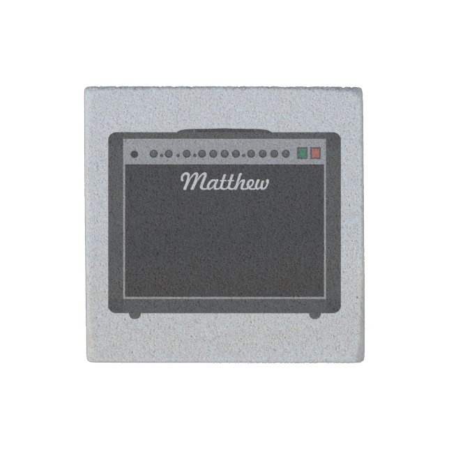 Personalized Amplifier Illustration for Musicians Stone Magnet (Front)