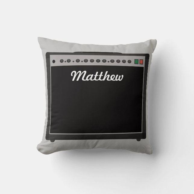 Personalized Amplifier Illustration for Musicians Throw Pillow (Front)