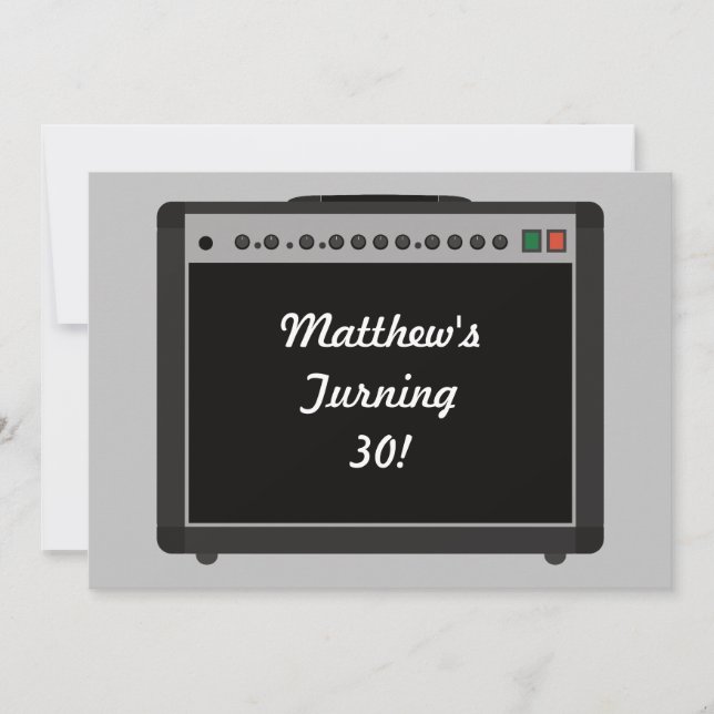 Personalized Amplifier Rock and Roll Party Invitation (Front)