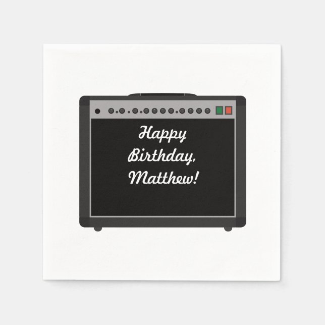 Personalized Amplifier Rock and Roll Party Napkins (Front)