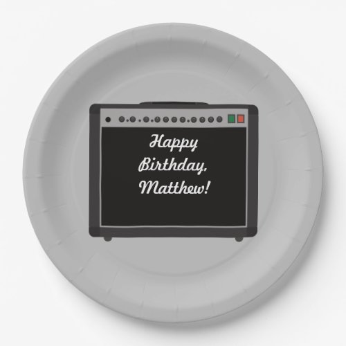 Personalized Amplifier Rock and Roll Party Paper Plates