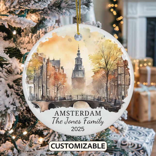 Personalized Amsterdam Ornament, Netherlands Gift Ceramic Ornament (Creator Uploaded)