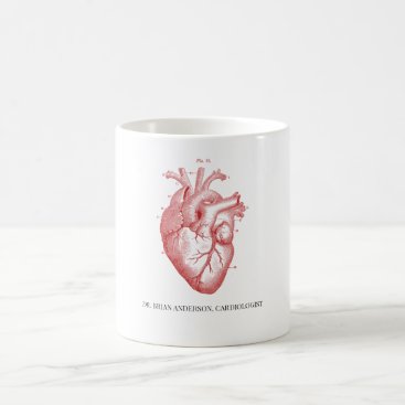 Personalized Anatomical Heart Cardiologist Name Coffee Mug