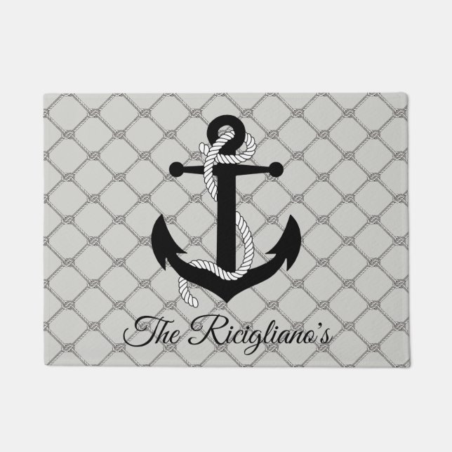 Personalized Anchor and Rope Door Mat (Front)