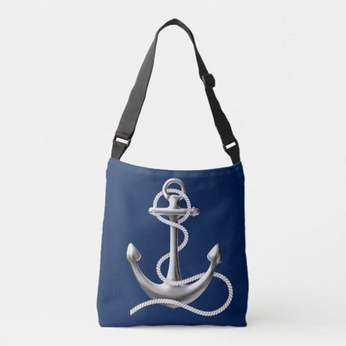 Personalized anchor cross body bag Navy blue