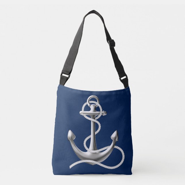 Personalized anchor cross body bag Navy blue (Front)