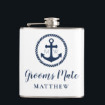 Personalized Anchor Grooms Mate Nautical Groomsmen Flask<br><div class="desc">Custom Nautical Grooms Mate Groomsman Flask</div>