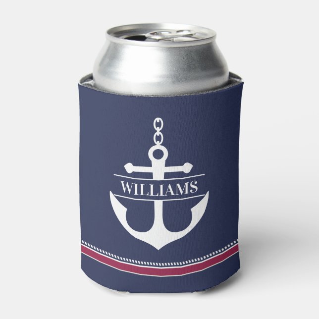 Personalized Anchor Nautical Can Cooler (Can Front)