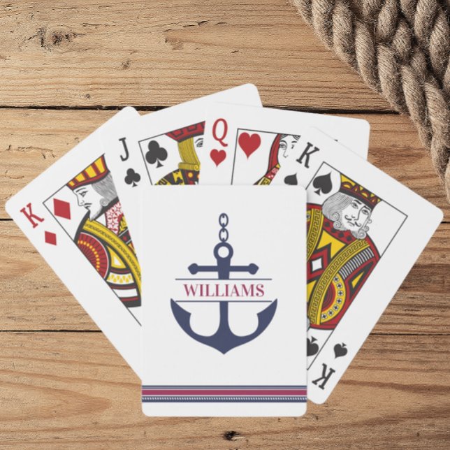 Personalized Anchor Nautical Poker Cards (Personalized Name Anchor Playing Cards)