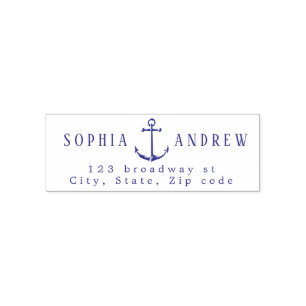 Personalized anchor nautical wedding  address self-inking stamp