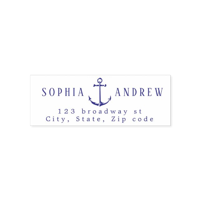 Personalized anchor nautical wedding  address self-inking stamp (Design)