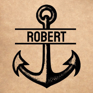 Personalized Anchor Rubber Stamp with Custom Name