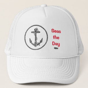 Personalized Anchor "Seas the Day" Trucker Hat