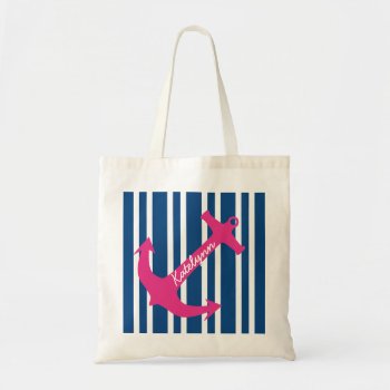 Personalized Anchor Stripe Tote Bag by theburlapfrog at Zazzle