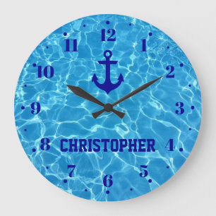 Personalized Anchor Swimming Pool Water Large Clock