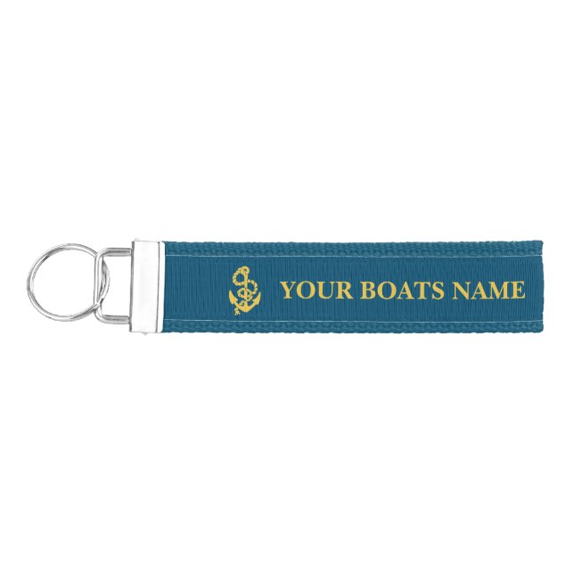 Personalized Anchor Your Boats Name Wrist Keychain (Keys on Left)