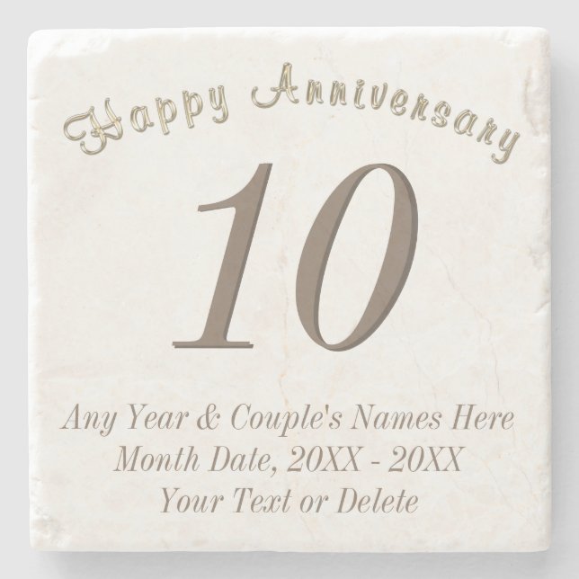Personalized and Any Year Anniversary Gifts Stone Coaster (Front)