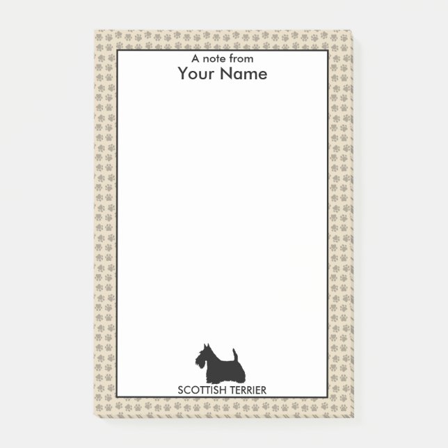 Personalized and Custom Color Scottish Terrier Post-it Notes (Front)