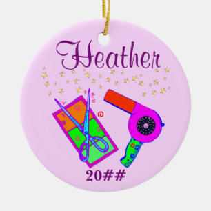 PERSONALIZED AND DATED HAIR STYLIST ORNAMENT