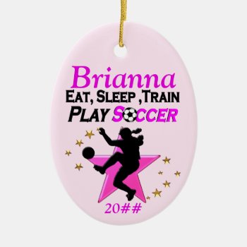 Personalized And Dated Soccer Girl Ornament by MySportsStar at Zazzle