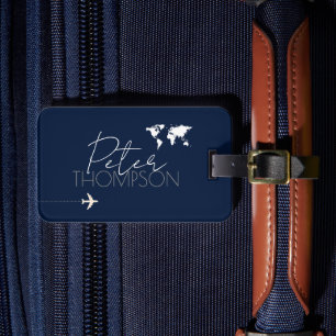 Personalized-and-elegant dark-blue traveler luggage tag