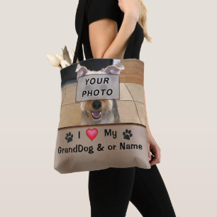 Personalized and PHOTO I Love My GrandDog Bag