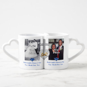 Personalized and Photo Sapphire Anniversary Gifts Coffee Mug Set