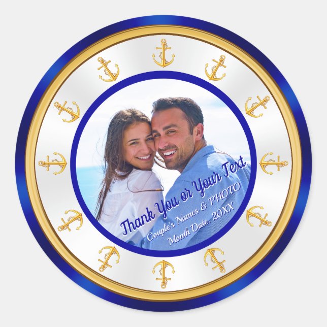 Personalized and Photo Wedding Nautical Stickers (Front)