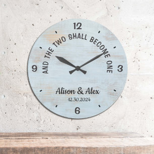 Personalized and the two shall become one flesh large clock
