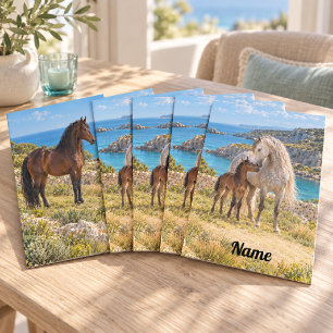 Personalized Andalusian Horse Family Coastal Pocket Folder