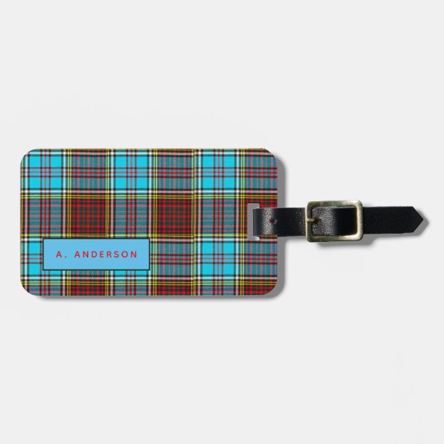 Personalized ANDERSON Tartan Luggage Tags Men (Front Horizontal)