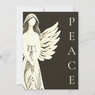 Personalized Angel Christmas Card PEACE Black