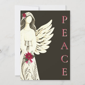 Personalized Angel Christmas Card PEACE Black Red