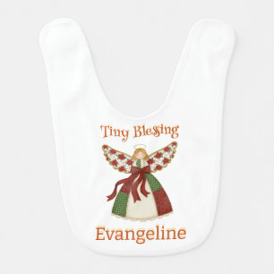 Personalized Angel Design – Cute Patchwork Style Baby Bib