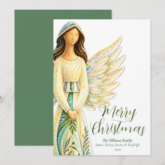Personalized Angel Merry Christmas Family Name Holiday Card