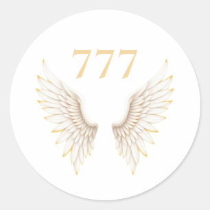 Personalized Angel Number with Elegant Wings Classic Round Sticker