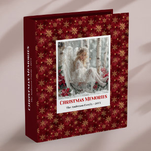 Personalized Angel Red Gold Custom Christmas Album 3 Ring Binder