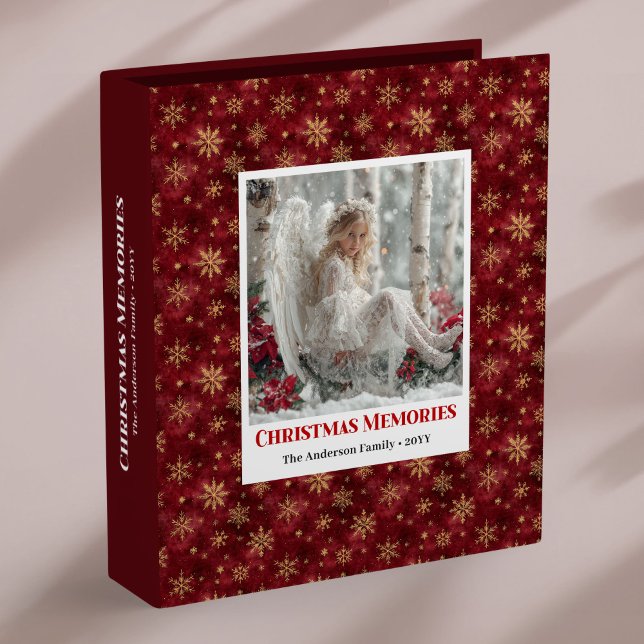 Personalized Angel Red Gold Custom Christmas Album 3 Ring Binder (Personalized Angel Red Gold Custom Christmas Memory Album

)