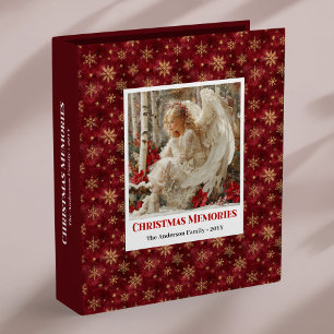 Personalized Angel Red Gold Custom Christmas Album 3 Ring Binder
