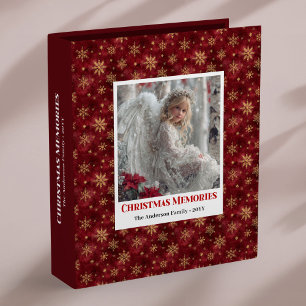 Personalized Angel Red Gold Editable Christmas  3 Ring Binder