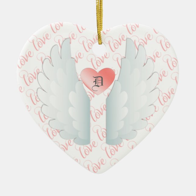 Personalized Angel Wings Ceramic Ornament (Front)